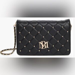 BADGLEY MISCHKA Big Diamond Crossbody w/Round Studs-Black (NWT)
